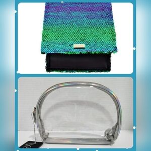 Tarte Mermaid Treasures Custom Magnetic Palette & pearlescent Piped Cosmetic Bag